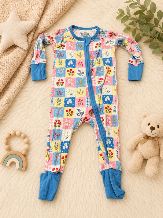 Girls Bamboo Zipper Long Sleeve Pajamas