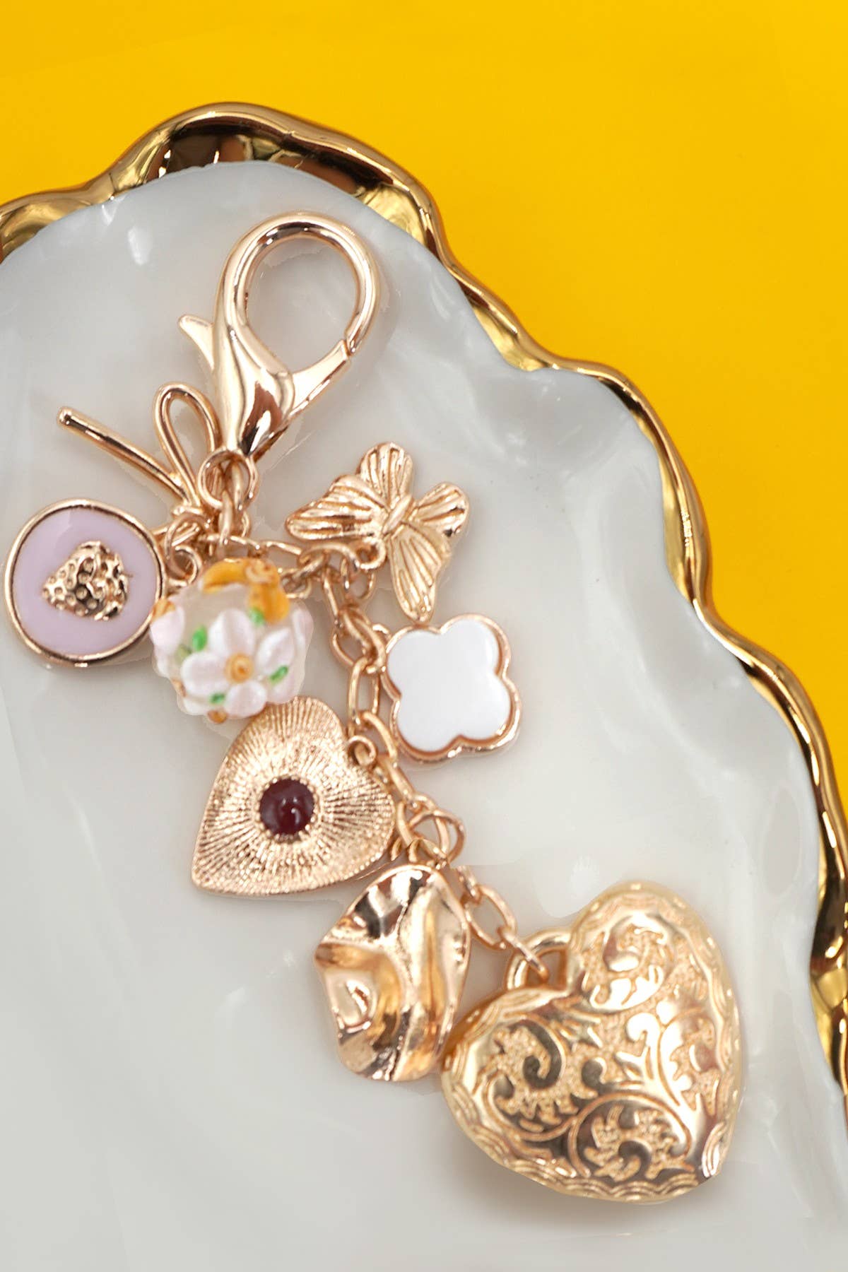 BAG KEY CHARM-HEART BOW BUTTERFLY CLOVER | 80K056
