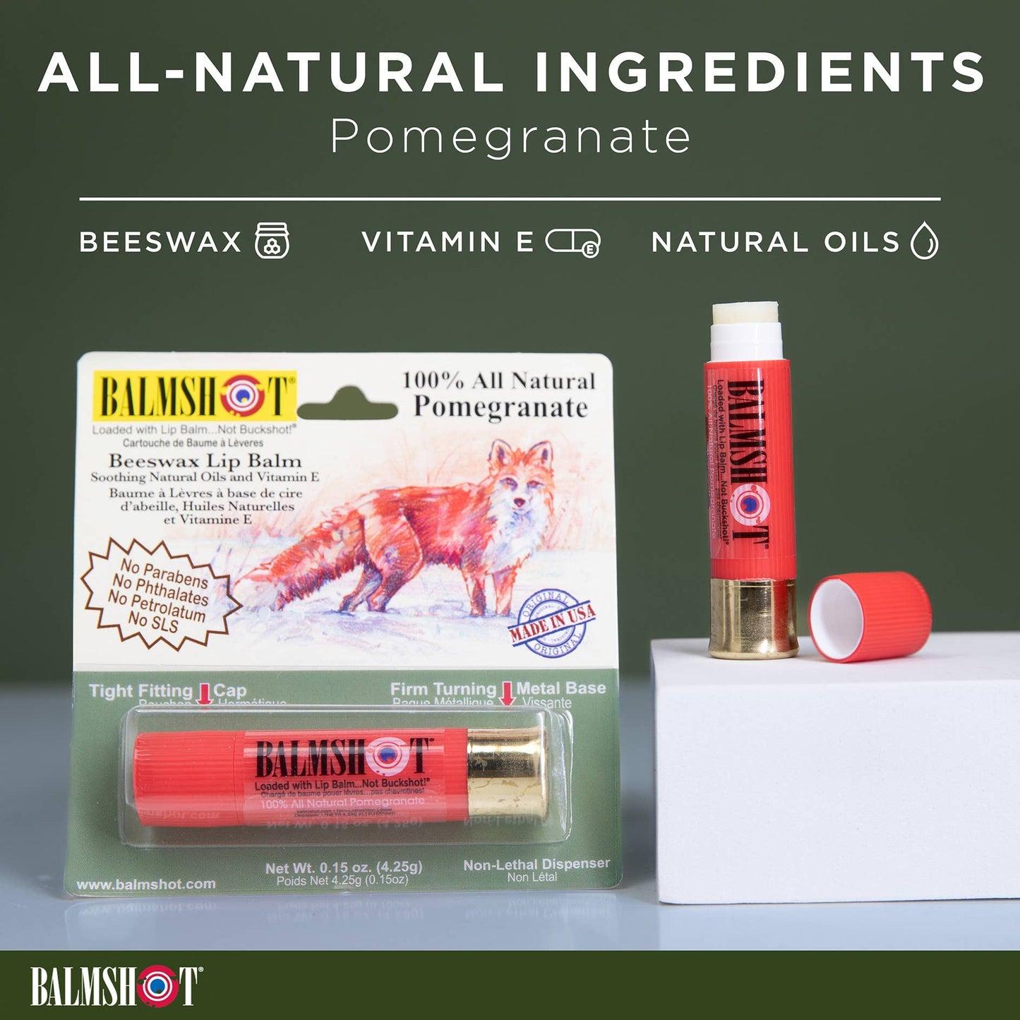 Shotgun Shell Lip Balm | Pomegranate | 100% All-Natural