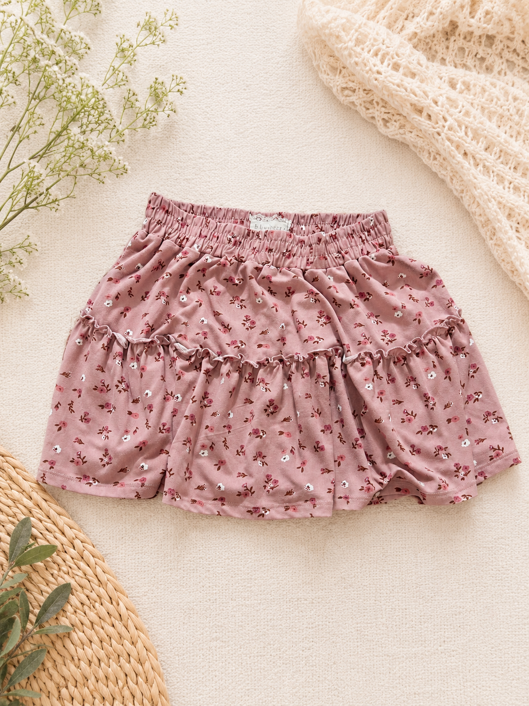 Girls BTWEEN Brand Elastic Waist Floral Skirt