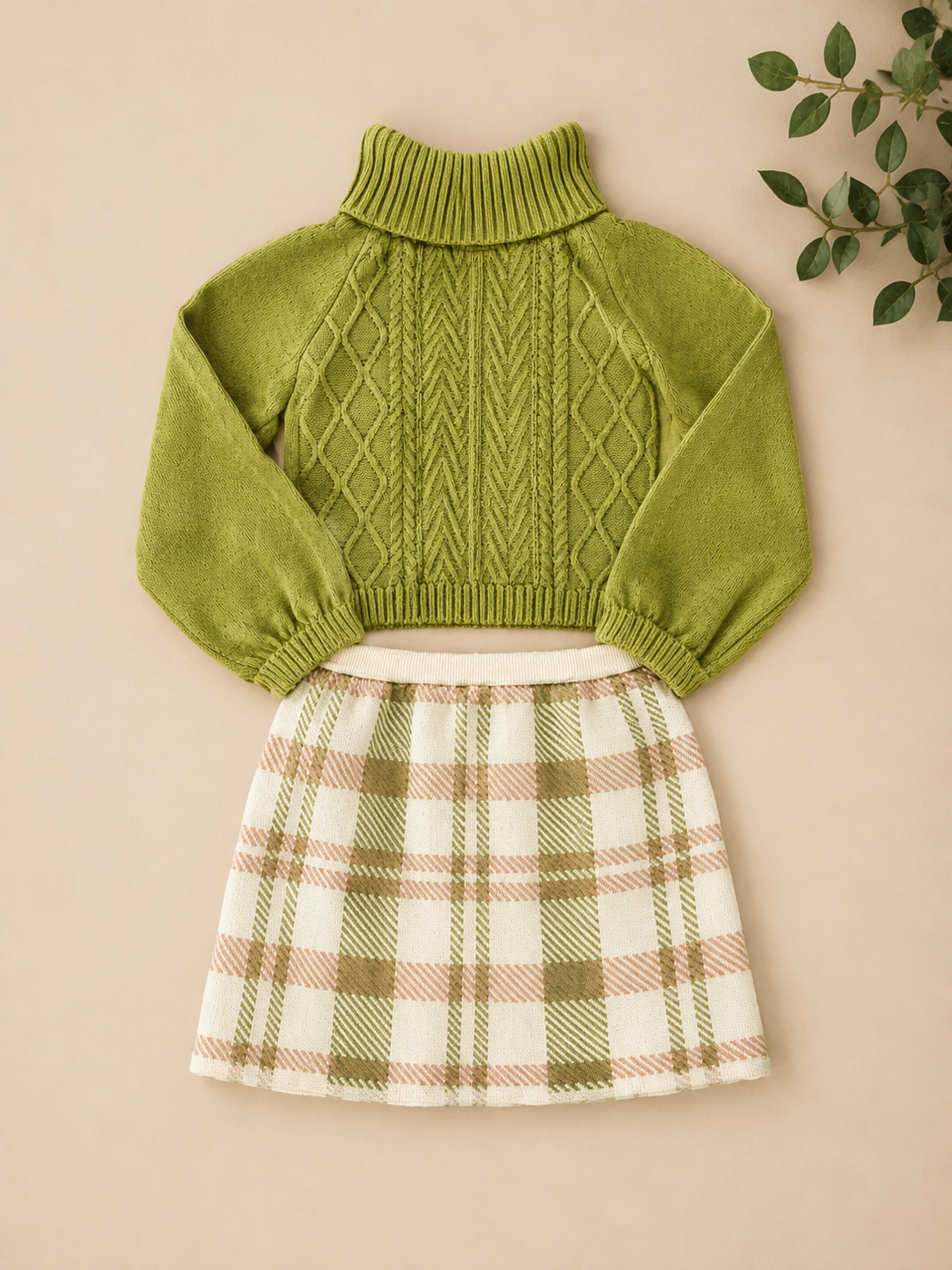 Tahari Girls 2-Piece Sweater & Plaid Skirt Set Size M 7/8