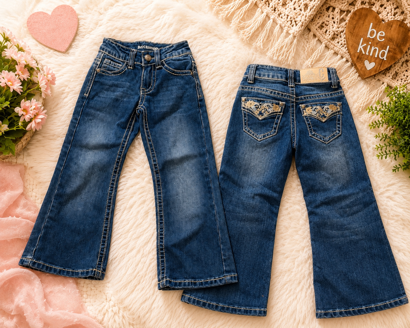 Rockin’ C Girls Embroidered Bootcut Jeans Size 4