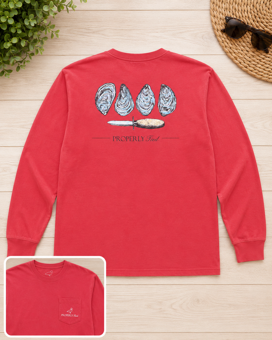 Properly Tied Oyster Long Sleeve Pocket Tee Boys Size YXL (18)