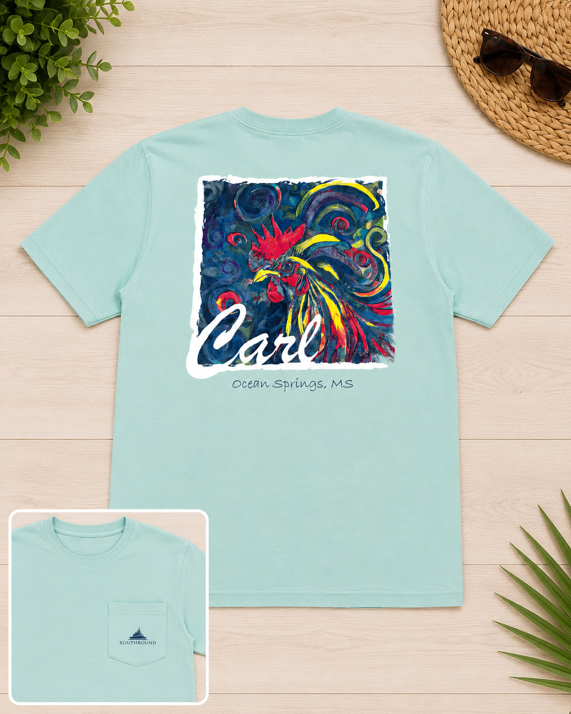 Official “Carl” the Rooster Ocean Springs Tee Boys Size XL