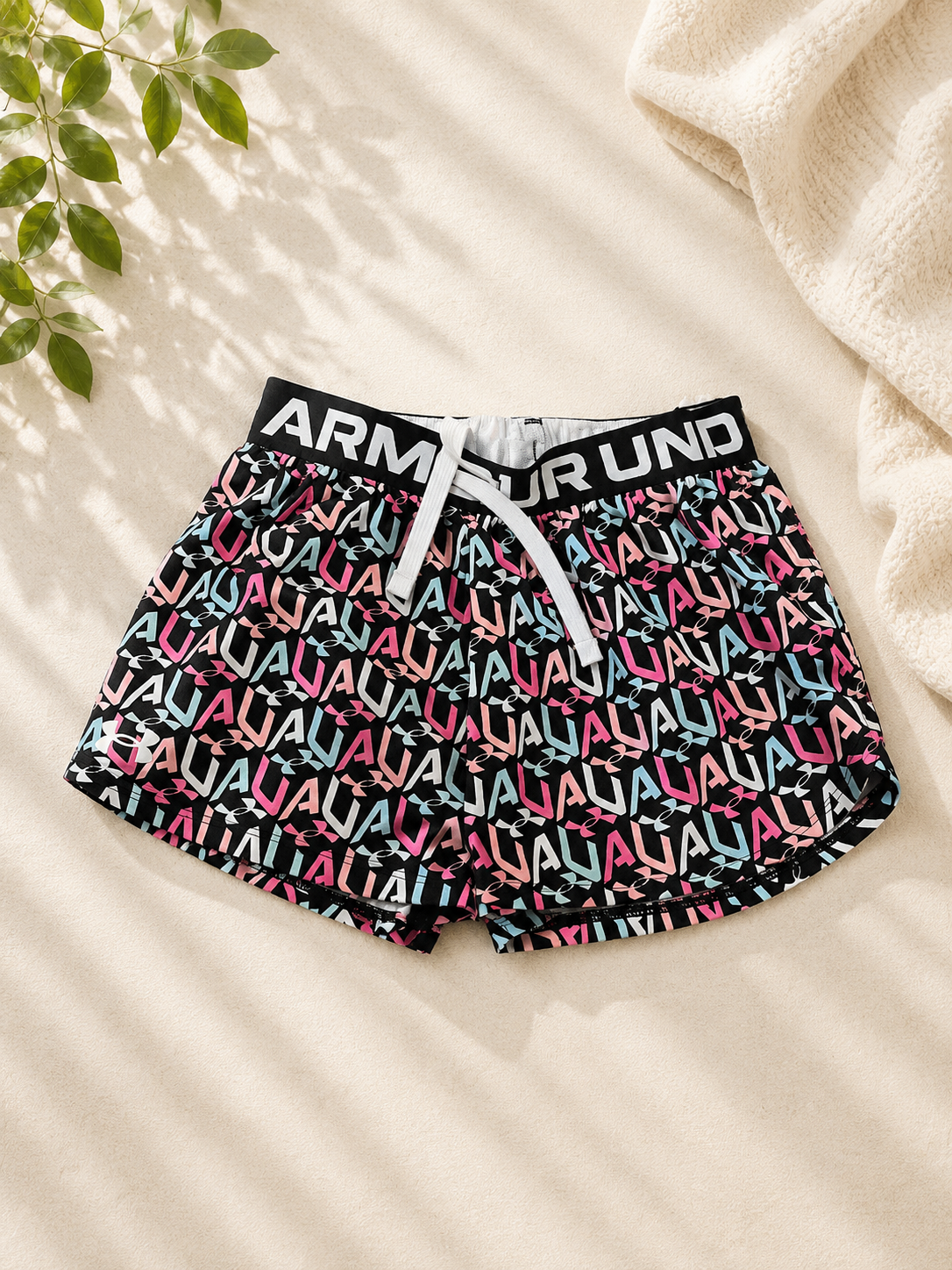 Under Armour Black Girls Play Up Printed Athletic Shorts Size M