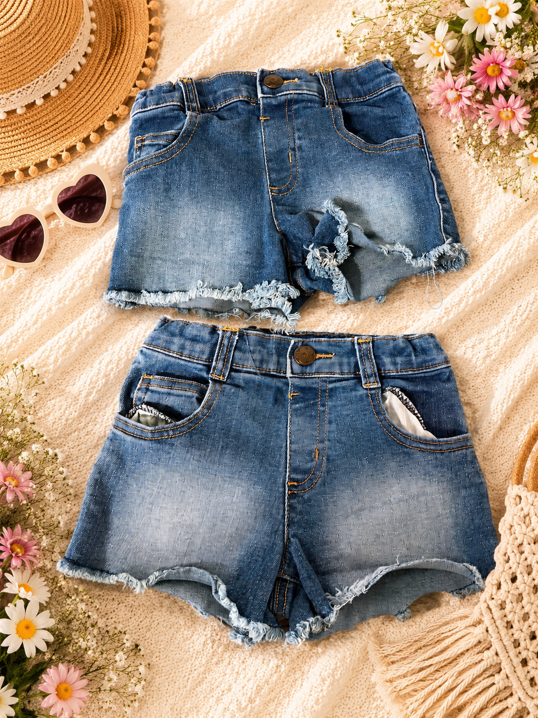 2 Pair Garanimals Girls Denim Shorts Size 5T