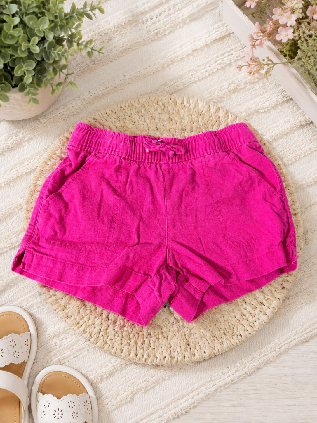 Old Navy Girls Linen Blend Pull-On Shorts Size S (6-7)