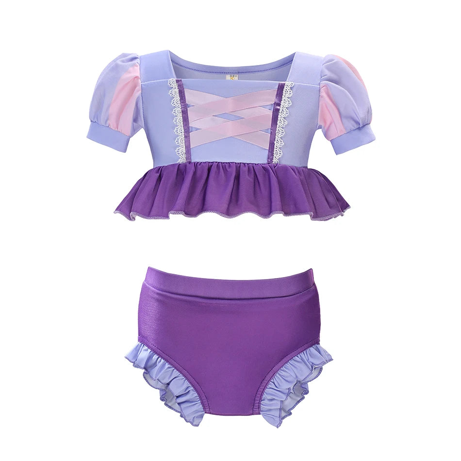 2025 Elsa Princess Bodysuit Swimwear for Baby Girls 2PCS Girls Swimsuit Anna Elsa Swimwear Childrens Bikini Beachwear Clothes