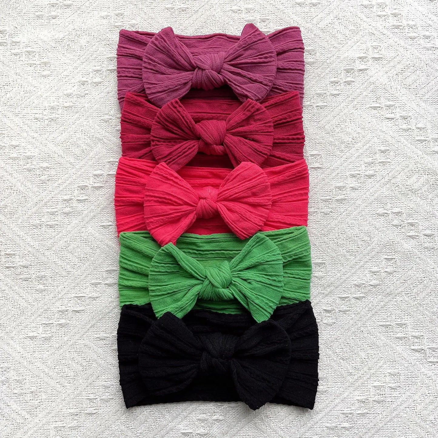 5Pcs/Set Baby Cute Headband Soft Elastic Bowknit Newborn Toddler Priccess Girls Hair Band Bows Accessories For 0-2Years