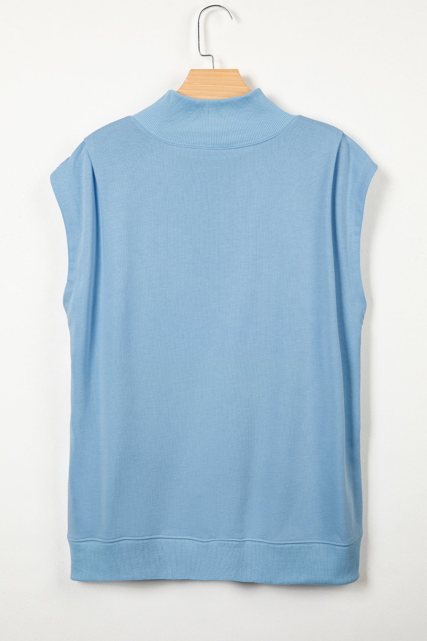 Solid Color High Neck Cap Sleeve Loose Top