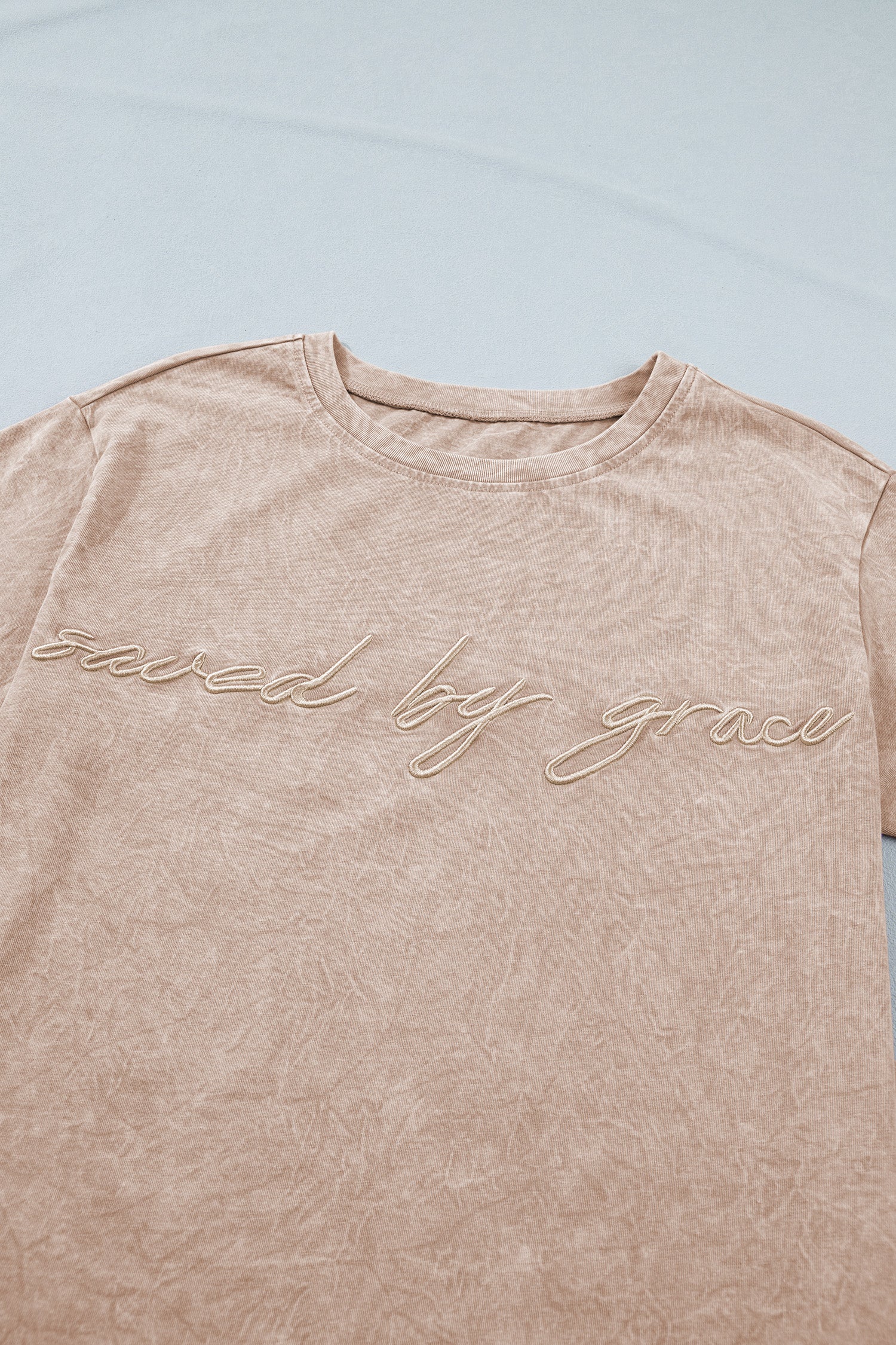 Casual saved by grace Mineral Washed Cotton T Shirt