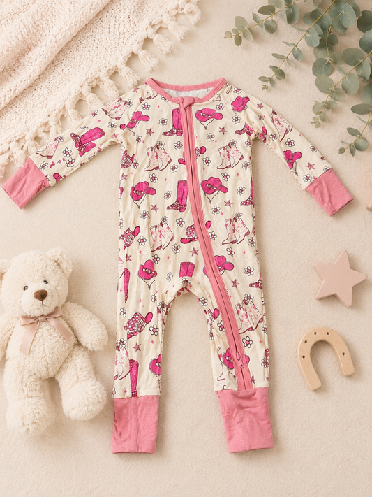 Girls Bamboo Zipper Long Sleeve Pajamas