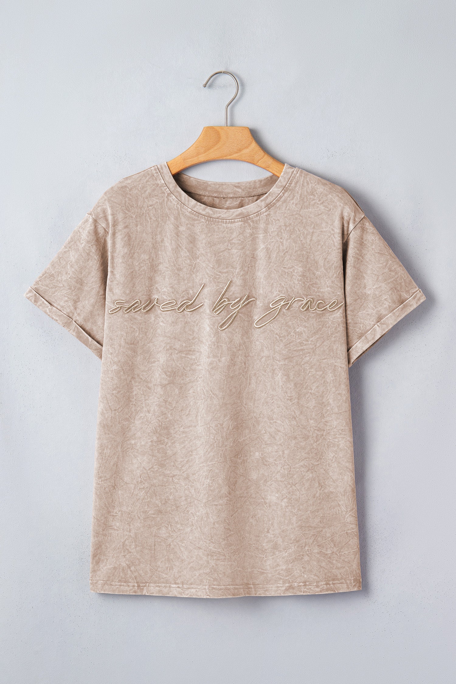 Casual saved by grace Mineral Washed Cotton T Shirt