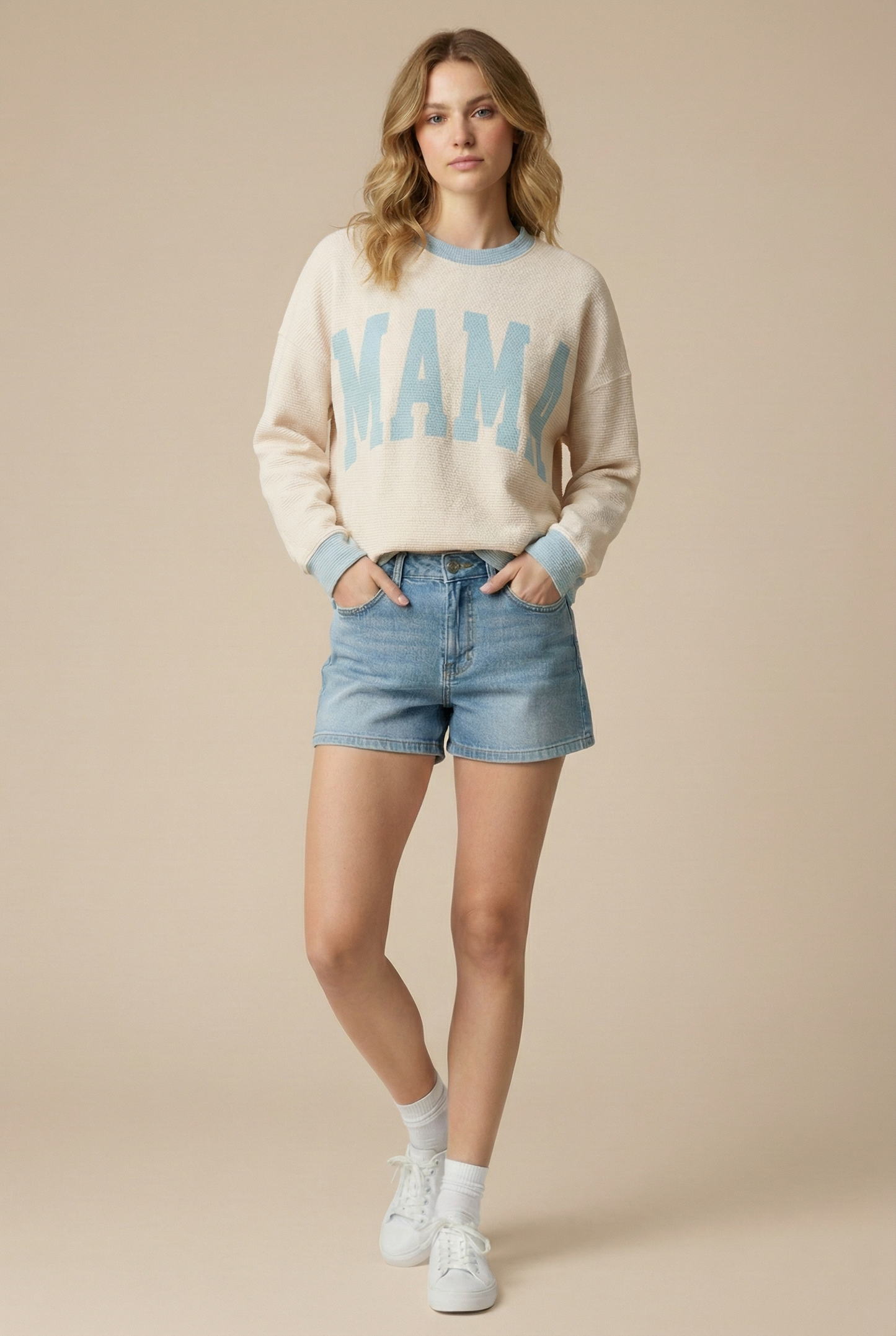 T-42273-"MAMA" CLOUDY KNIT LONG SLEEVE TOP