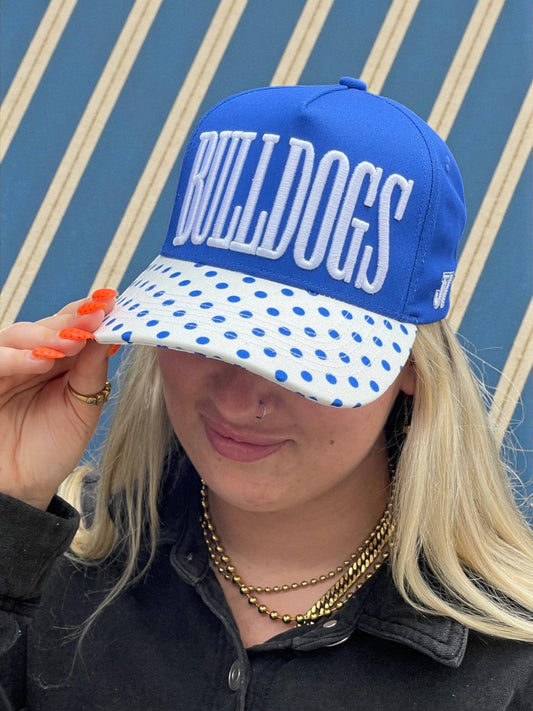 Bulldogs Blue and White Polka Dot Cap