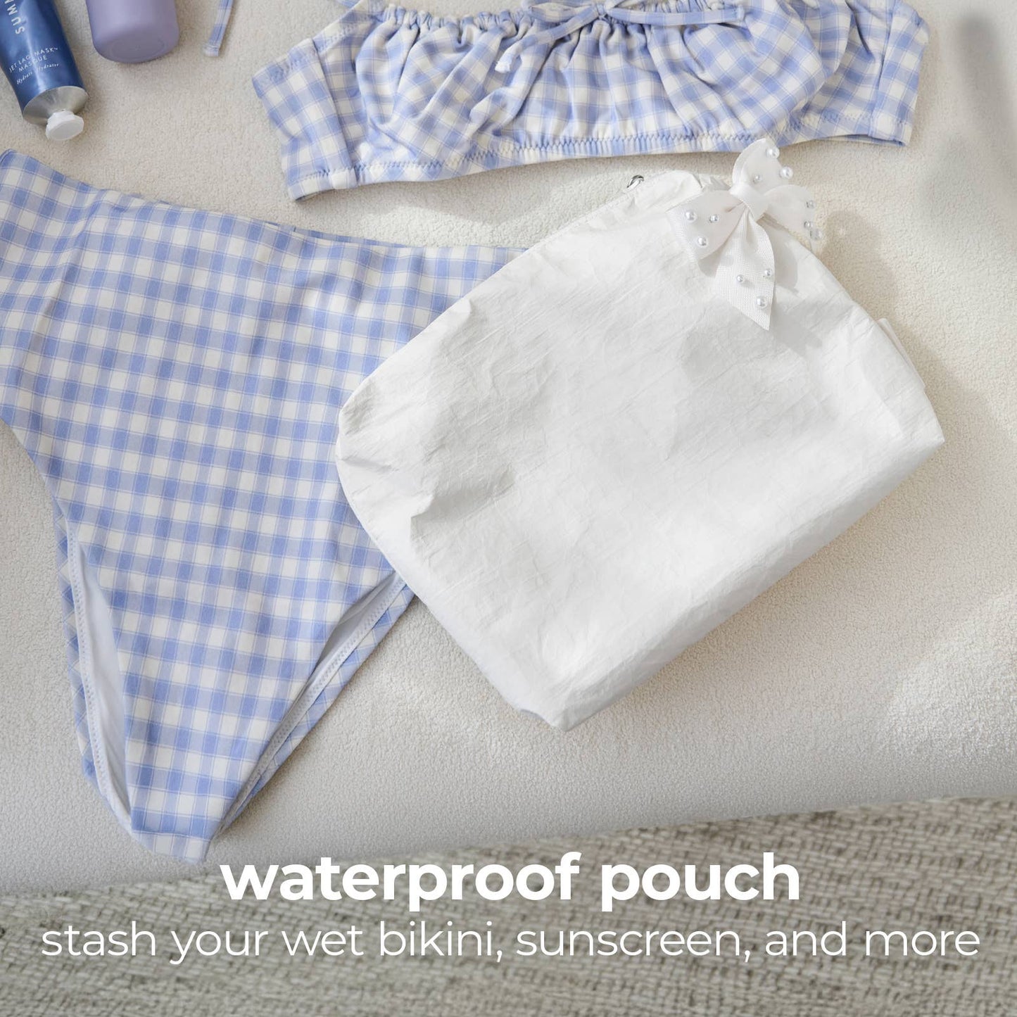 Case-Mate Ivory Pearl Bow Crinkle Makeup Bag