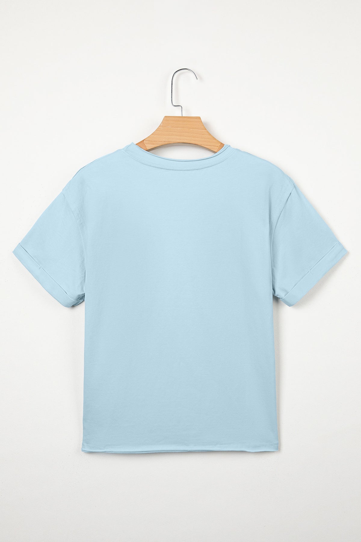 Myosotis Solid Color Round Neck Casual T Shirt