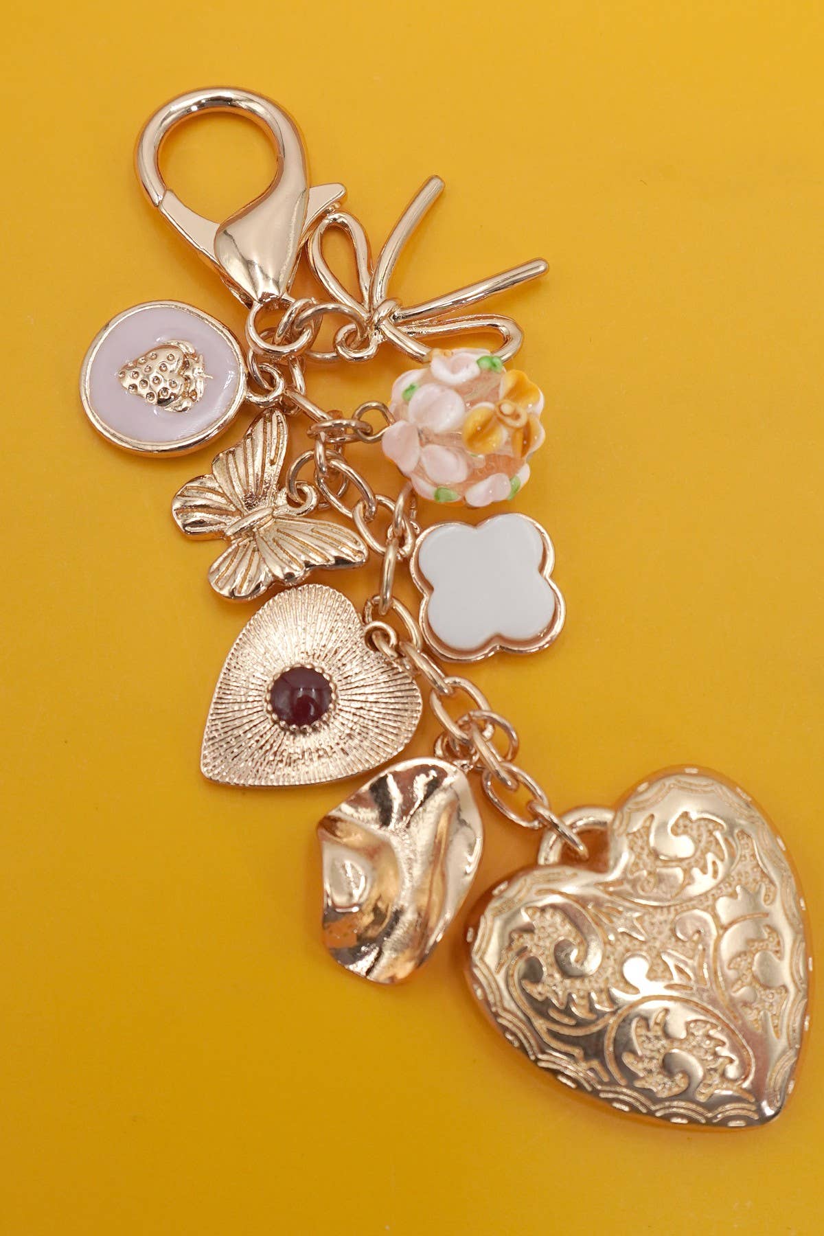BAG KEY CHARM-HEART BOW BUTTERFLY CLOVER | 80K056