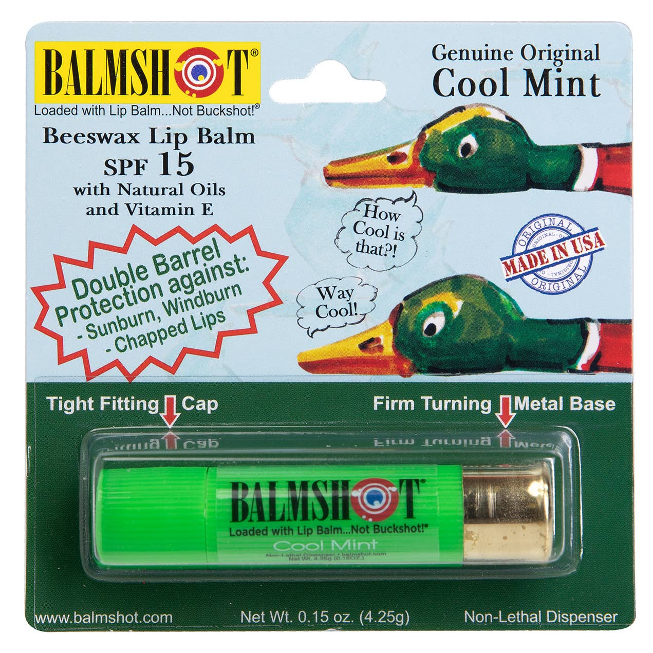 Shotgun Shell Lip Balm | Cool Mint | SPF 15 & Beeswax 