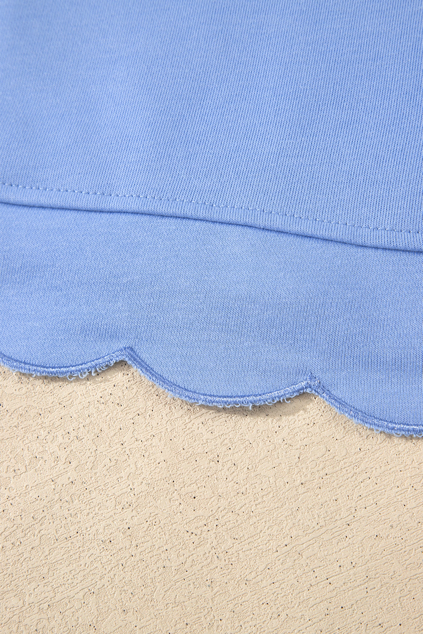 Beau Blue Plus Size Solid Scalloped Hem Button Neck Pullover Mini Dress