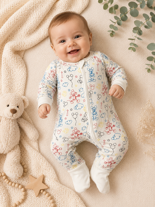 DISNEY Bamboo Zipper Long Sleeve Pajamas