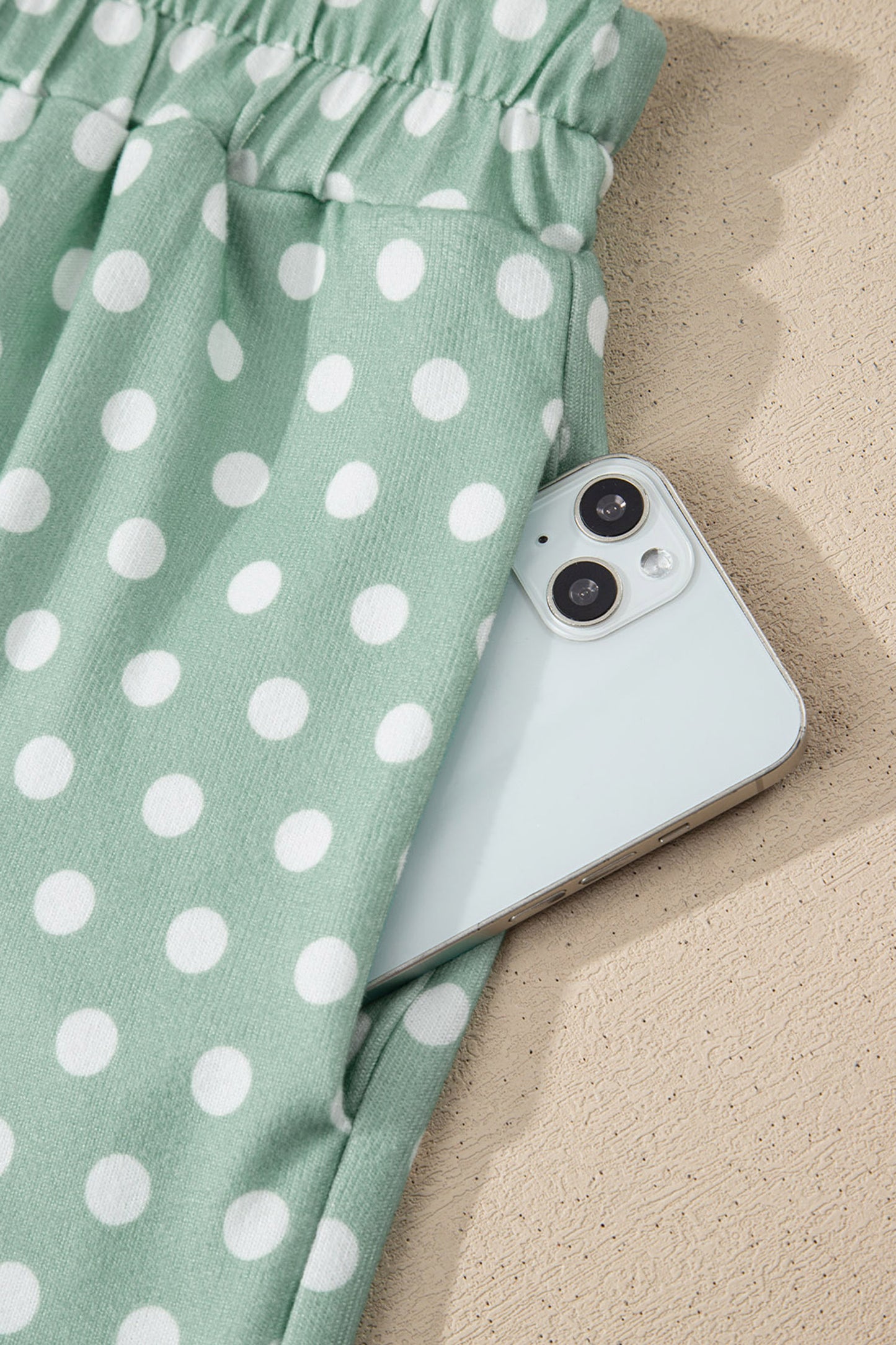 Green Polka Dot Print Short Set