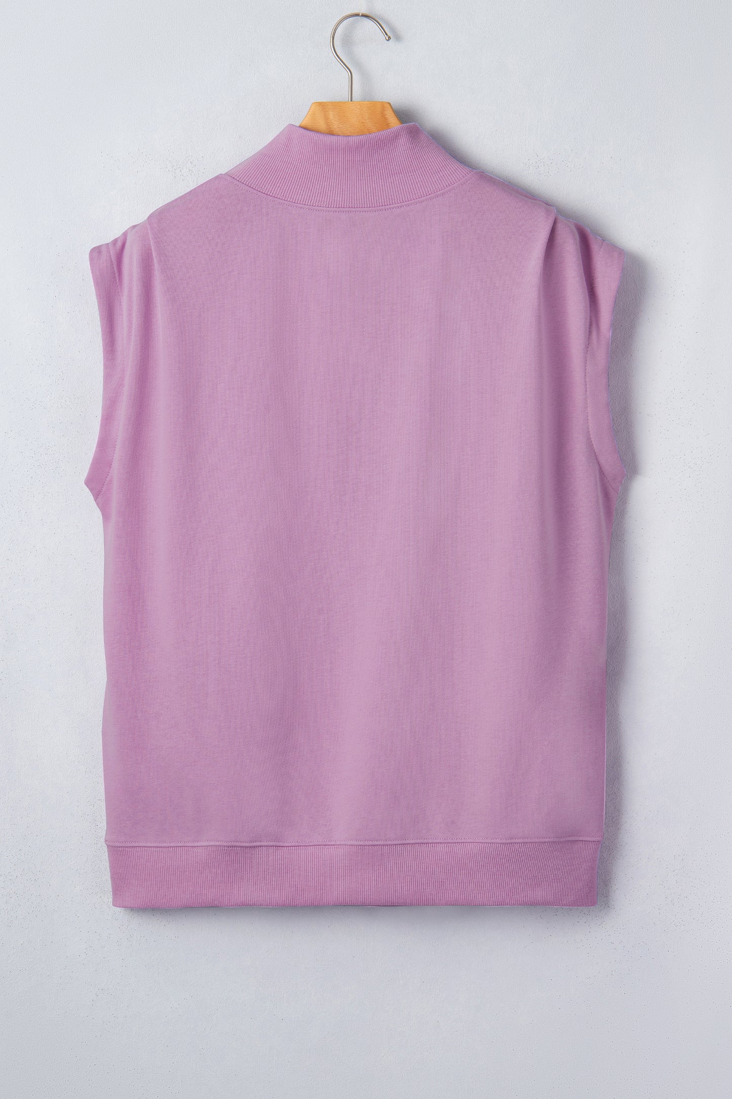 Solid Color High Neck Cap Sleeve Loose Top