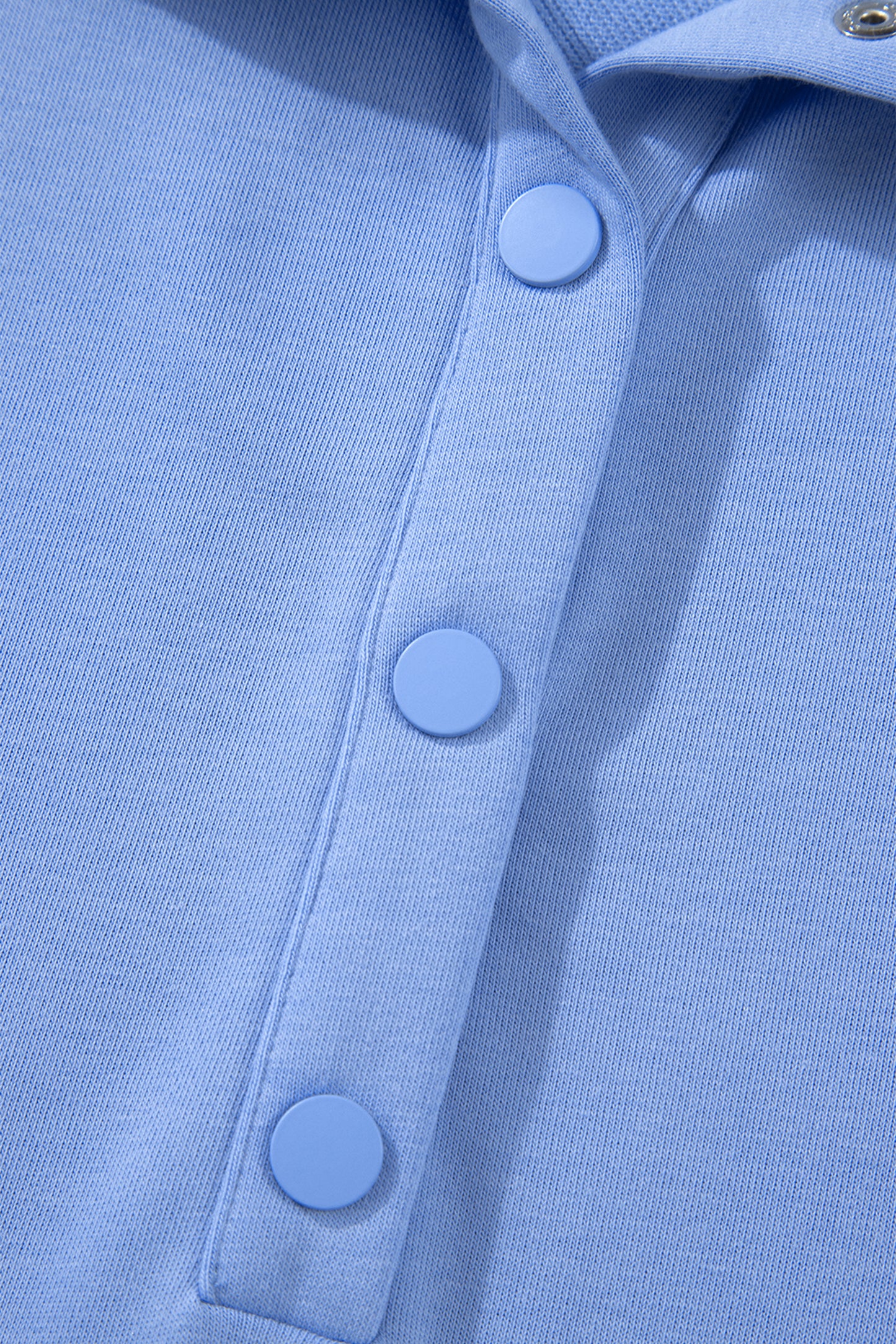 Beau Blue Plus Size Solid Scalloped Hem Button Neck Pullover Mini Dress