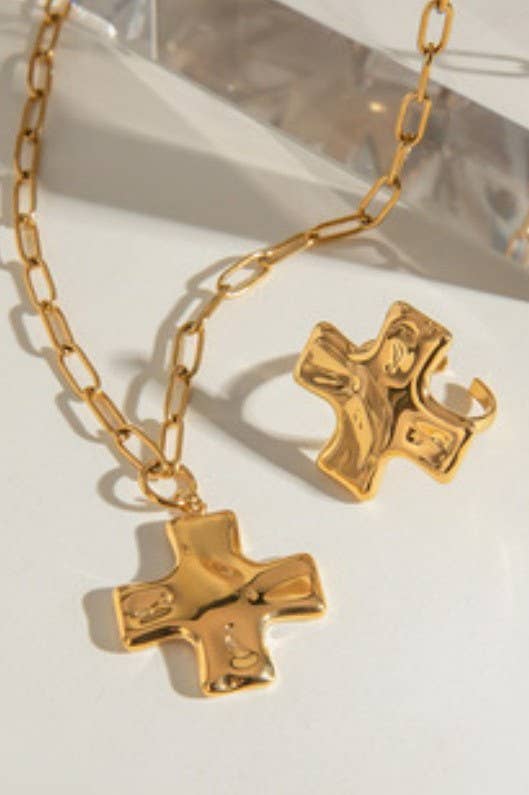 18K STAINLESS STEEL TARNISH FREE CROSS RINGS | 40R108