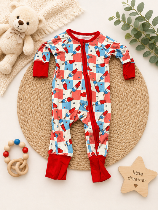Patriotic Bamboo Zipper Long Sleeve Pajamas