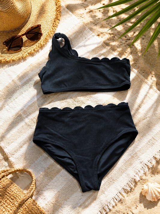 Girls Scallop One-Shoulder Bikini Set Size L