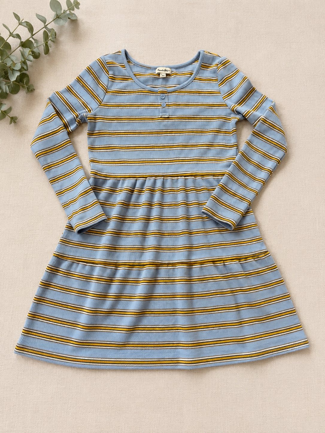 Love Fire Brand Girls Waffle Striped Long Sleeve Dress
