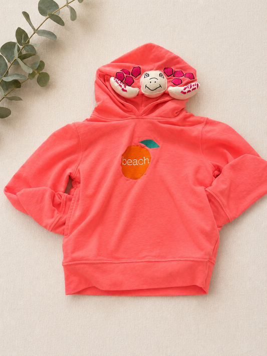 Wild Child Peach Beach Turtle Hoodie with Pockets Size 6