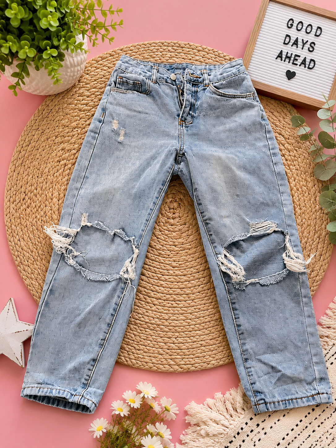 Girls Trendy SHEIN Distresses Jeans