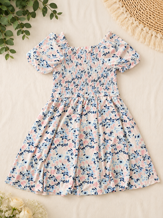 BCBG Girls Smocked Floral Dress Size M 10/12