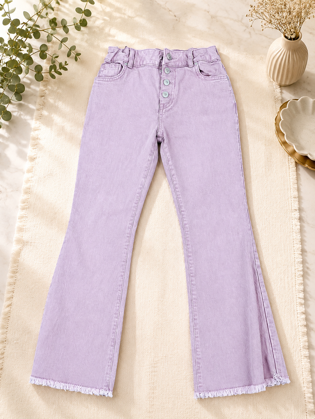 Cat & Jack Pink Button-Fly Flare Jeans for Girls Size 12