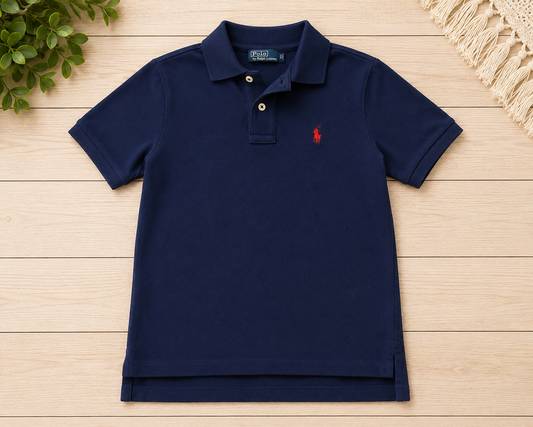 Boys Polo Ralph Lauren Boys Navy Mesh Polo Shirt Size M (10-12)