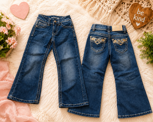 Rockin’ C Girls Embroidered Bootcut Jeans Size 4