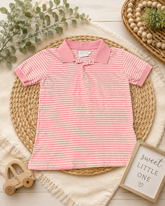 Little English Brand Light Pink Stripe Polo Boys Size 8