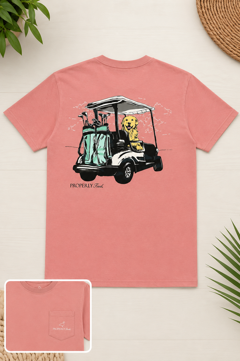 Properly Tied Pocket Tee Lab in Golf Cart Boys Size YL (14-16)