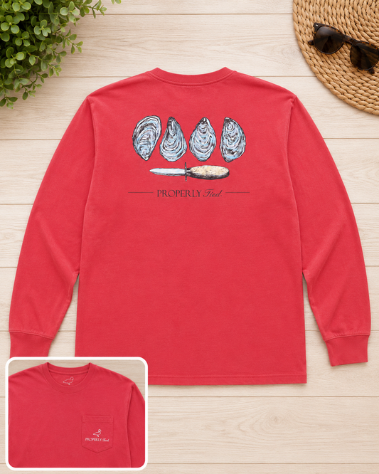 Properly Tied Oyster Long Sleeve Pocket Tee Boys Size YXL (18)