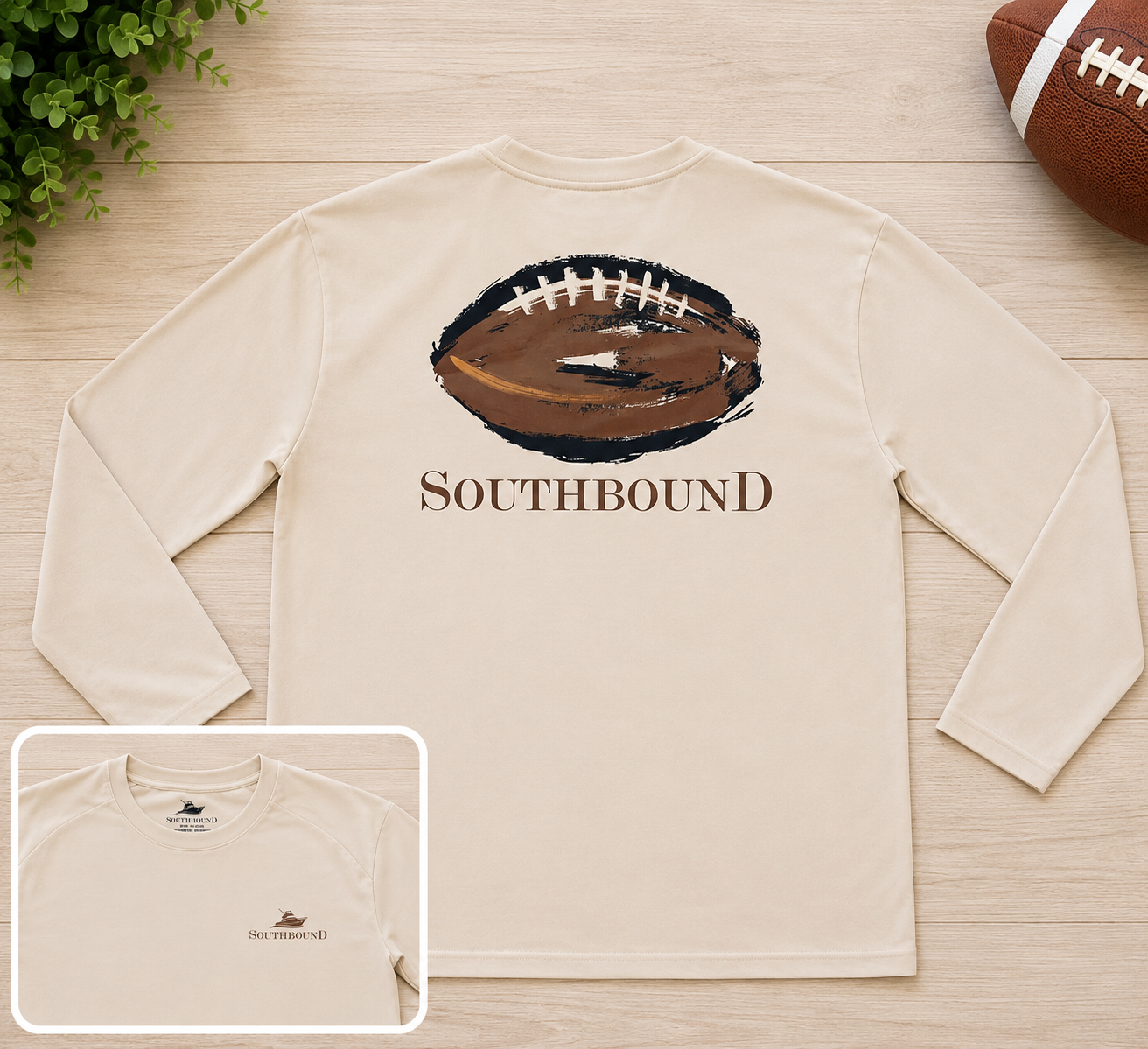 Southbound Football Performance Long Sleeve Tee Boys Size L
