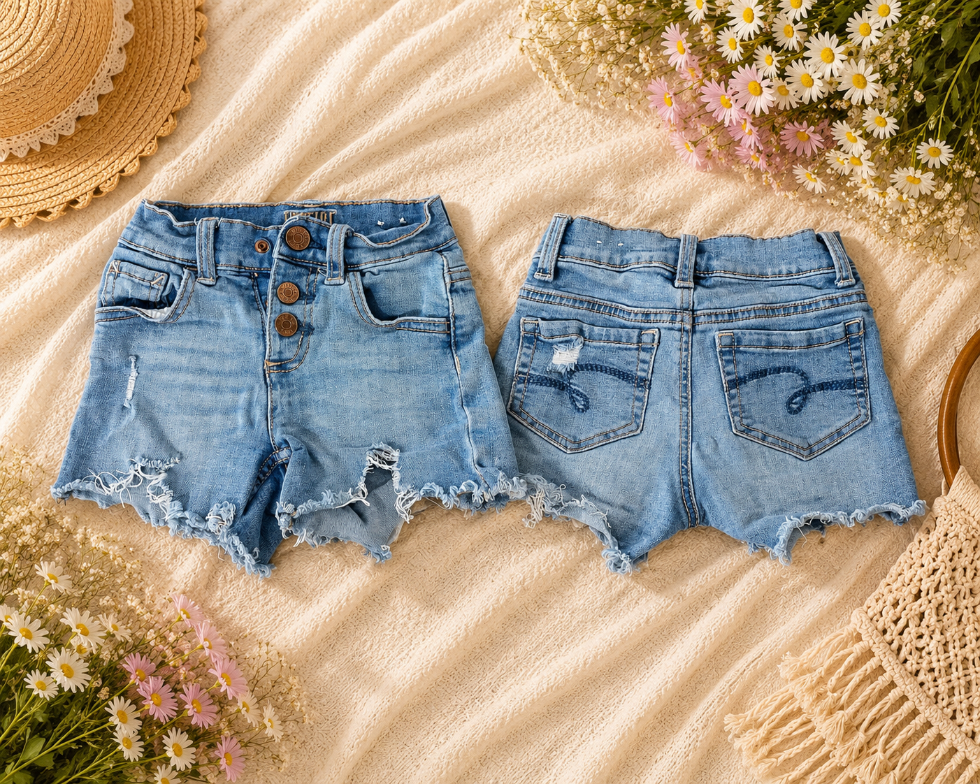 Justice Distressed Denim Shorts – Girls Size 4/5