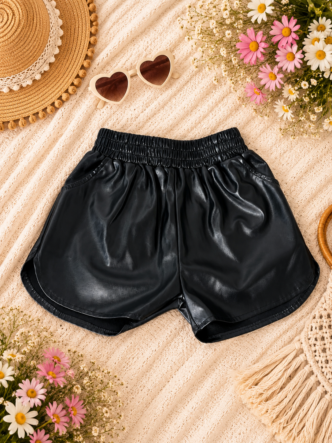 Girls Faux Leather Shorts Size 5-6T