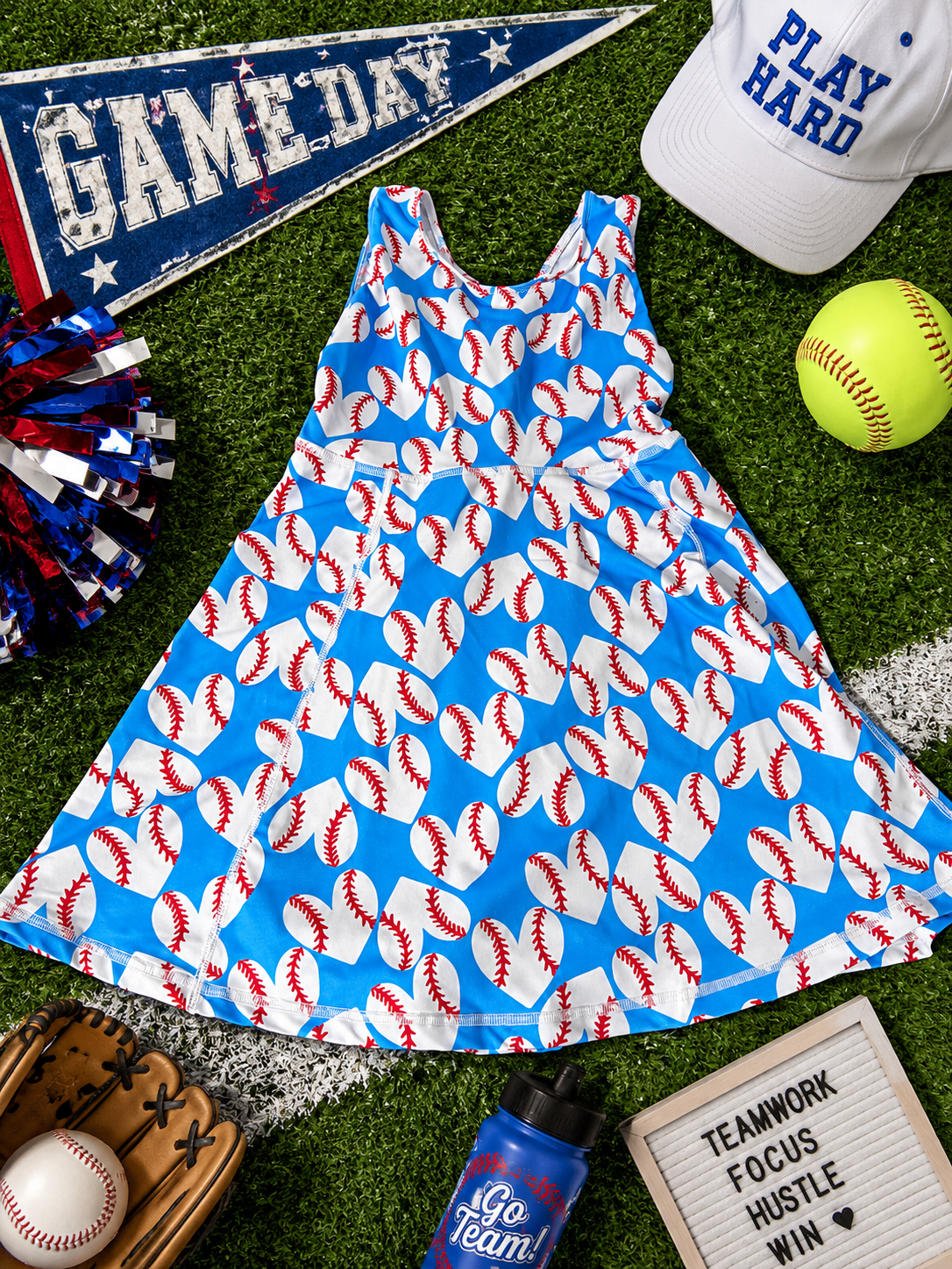 Baseball Heart Twirl Dress Size 6-7T