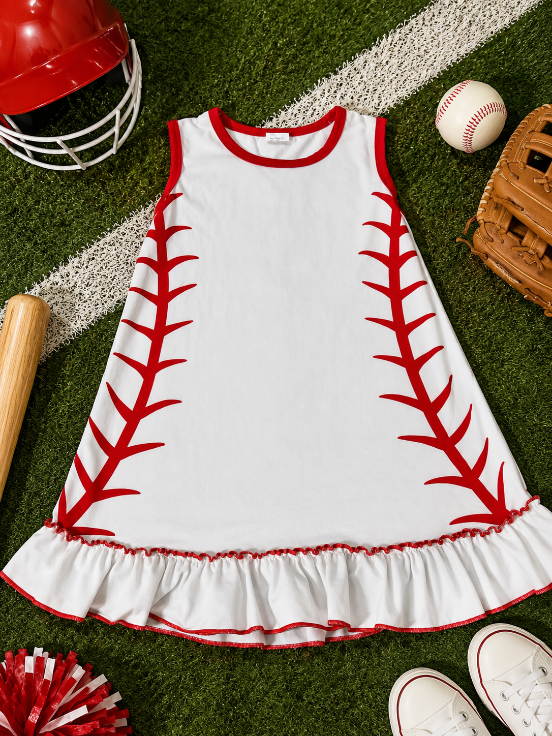 Baseball Stitch Ruffle Dress Size 5-6T