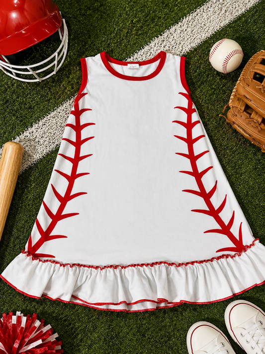 Baseball Stitch Ruffle Dress Size 5-6T