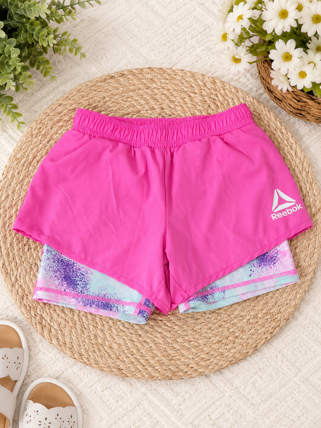 Girls Reebok 2-in-1 Athletic Shorts Size M (7/8)