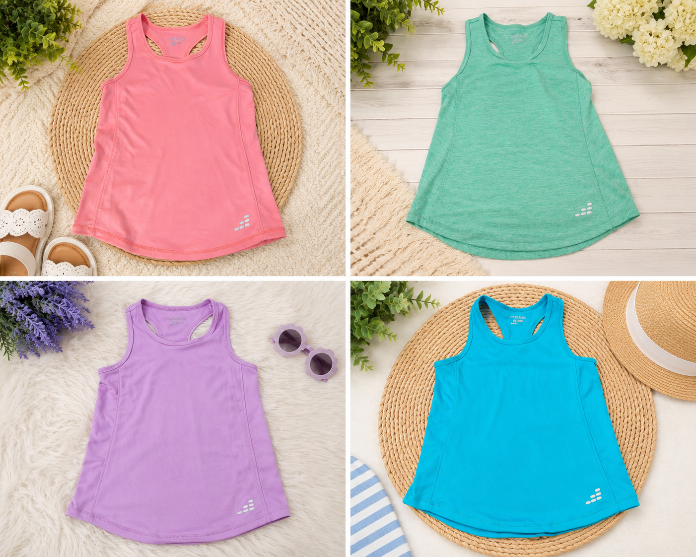Girls BCG Performance Racerback Tank Tops XS 6-6X