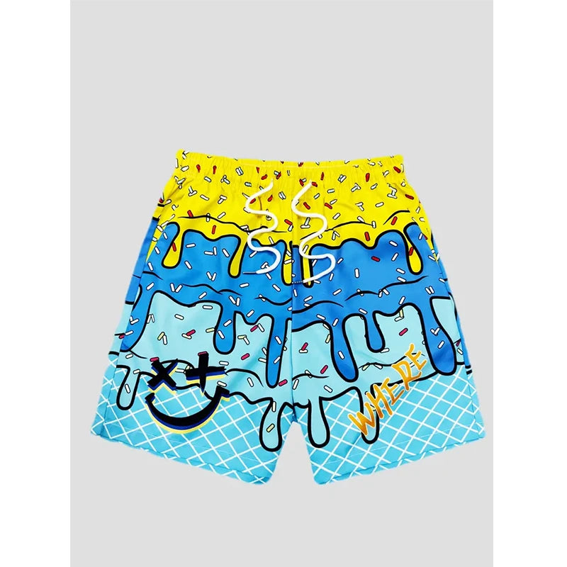 Trendy Ice Cream Graphic Beach Shorts For Kids Fashion Summer Cool 3D Print